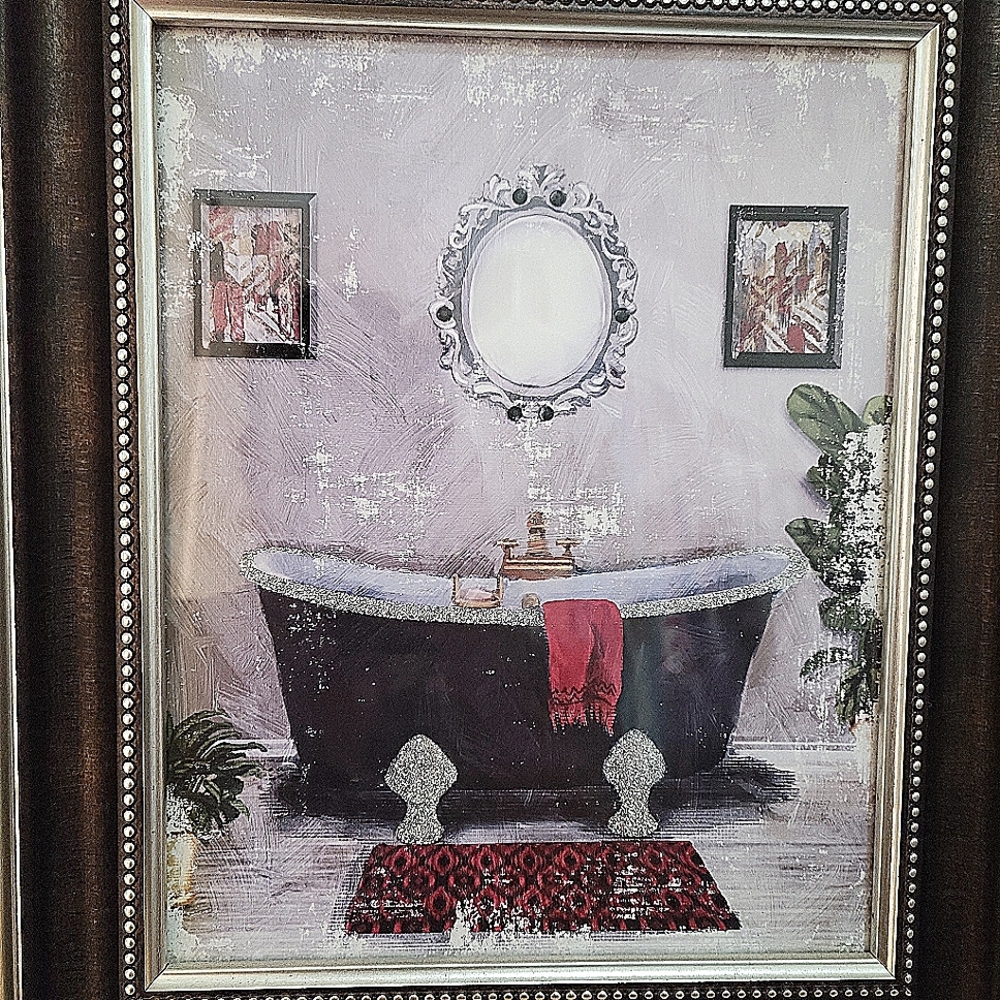 Wall art- painting of a vintage bathtub.